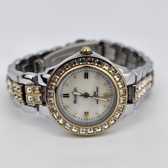Armitron Women's Watch 26MM White MOP Dial Two Tone Bracelet 6" New Battery - Picture 1 of 12